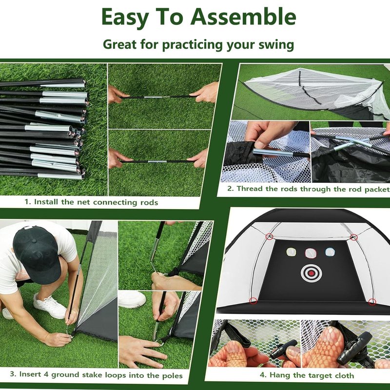Golf Net, 10x7ft Golf Hitting Practice Net for Backyard Driving Chipping Indoor&Outdoor Swing Training Net with Base Hitting Mat, Target&Balls, Ideal Gift for Men Dad, Golf Lovers
