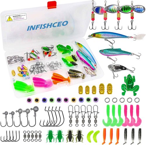 Fishing Lure Tackle Set - Premium Saltwater & Freshwater Bait Kit with Jig Hooks, Spoon Lures & More