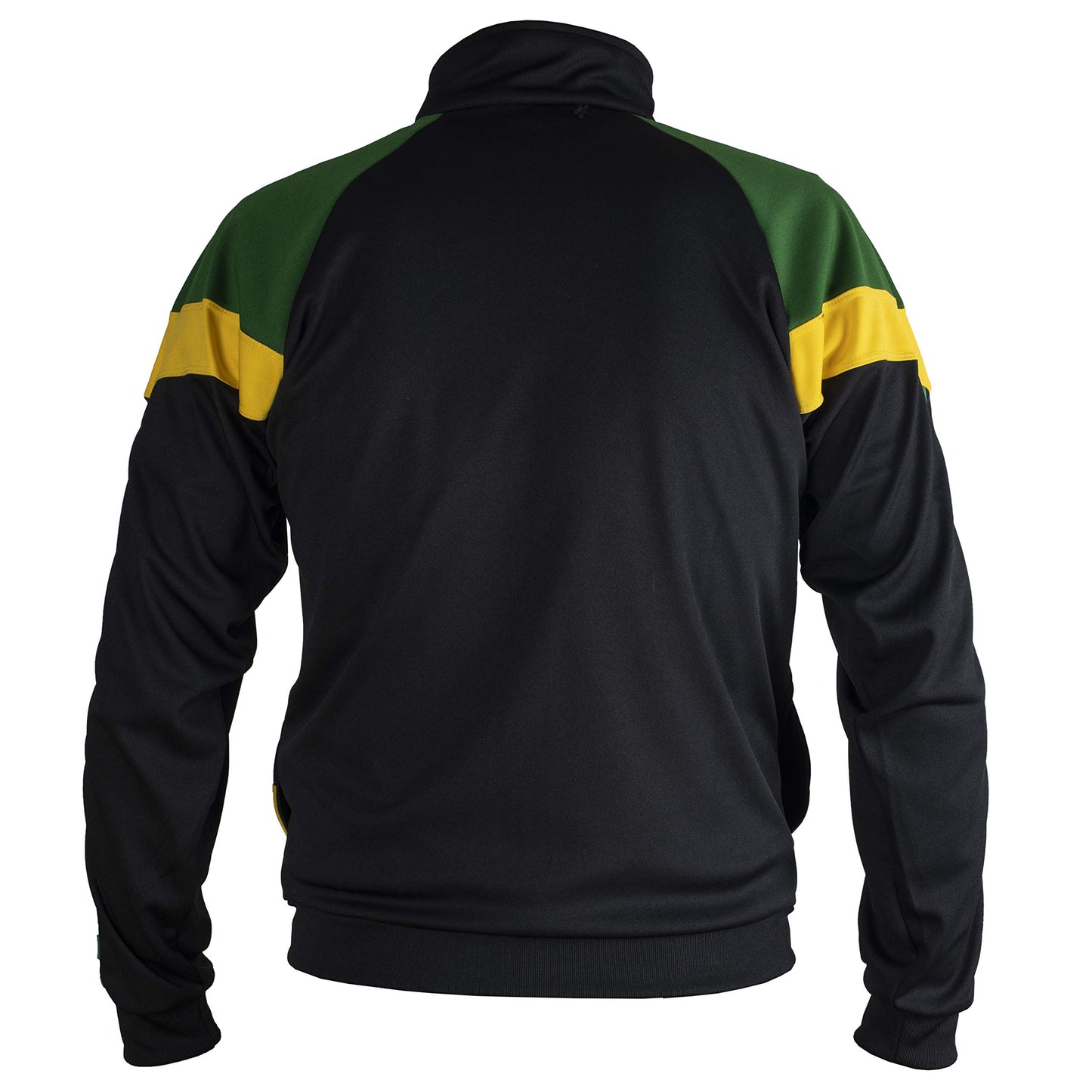 JL Sport Jamaica Proud Power Authentic Jamaican Long Sleeved Reggae Zip-Up Jacket - Unisex (Black, Green and Yellow) XL