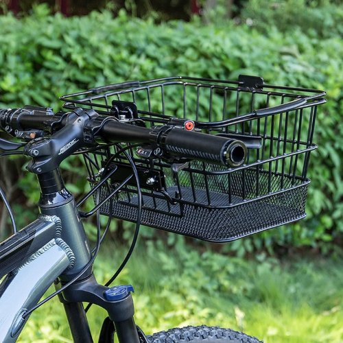 CXWXC Front Bike Basket with Handle– Detachable Bicycle Basket for Groceries, Commuting, Shopping – Heavy Duty Wire Basket with Mounting Kit for Beach Cruiser City Commuter