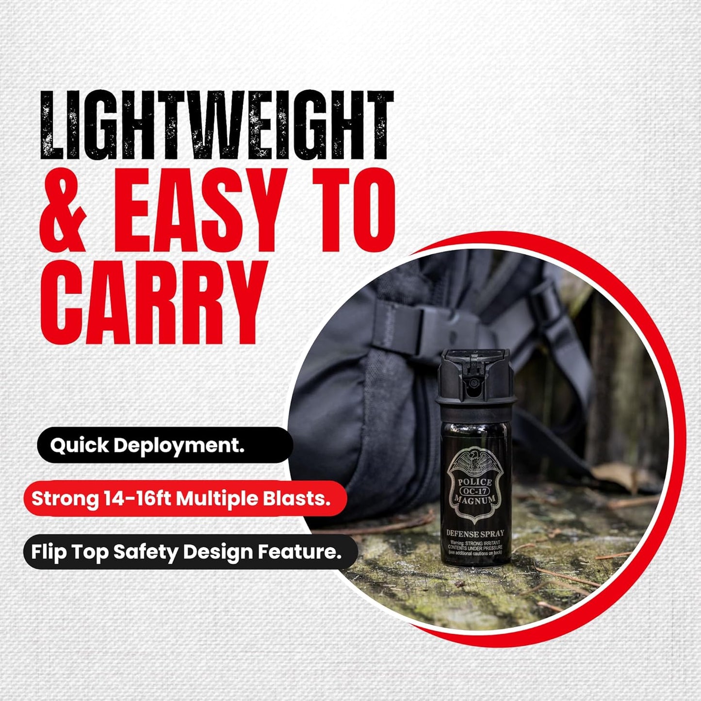 POLICE MAGNUM Pepper Spray - Max Strength Self Defense with 16ft Range - Portable 2oz Flip Top - Made in USA