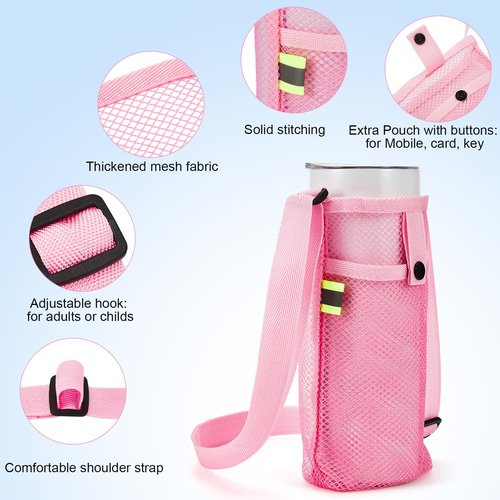 Mumufy 32 Pcs Water Bottle Sling Holder Crossbody, Adjustable Strap Carrier with Zipper Pouch, Lightweight Nylon Hands-Free Bag for Hiking, Running, Gym, Workout, Camping, Travel