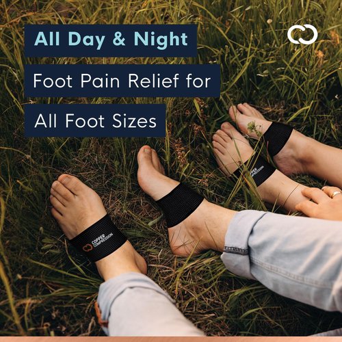Copper Compression Large Sized Arch Support Sleeves. Targeted Compression for Plantar Fasciitis Symptoms, Pain, Flat Feet & High Arches. Breathable Support for Men & Women - Black