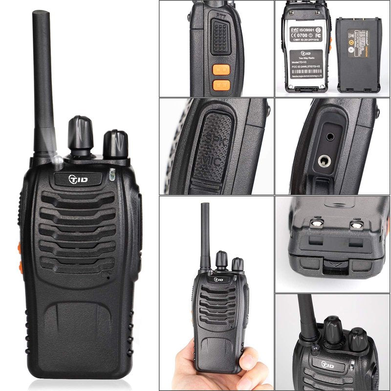TIDRADIO Walkie Talkies Long Range Two Way Radios with 6-Way Multi Unit Charger, Acoustic Tube Headset & Mic, Hands Free VOX, Frequency Copy, Flashlight for Adults School Church Camping- TD-V2, 6 Pack
