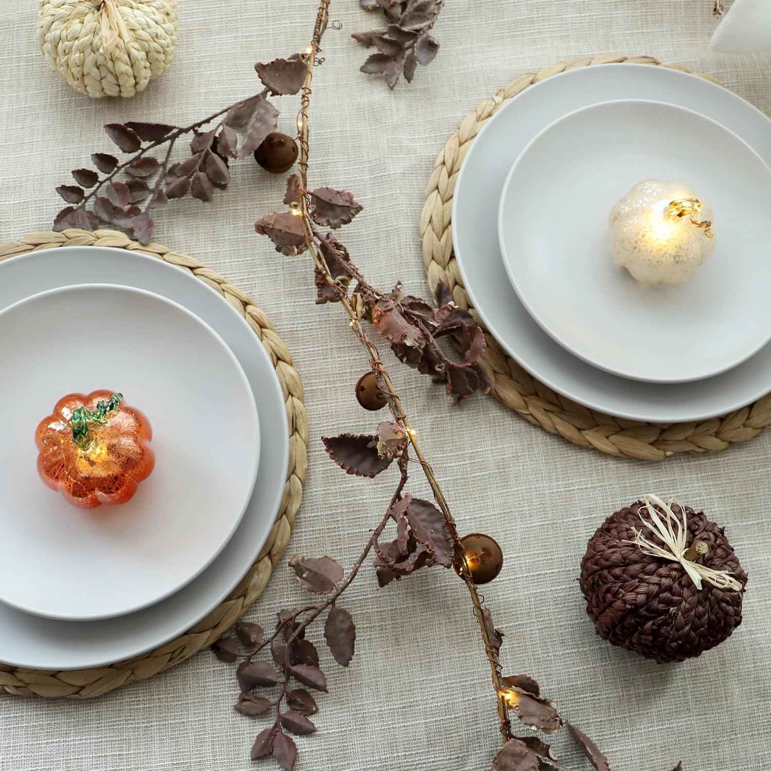 Set of 3 Golden Glass Pumpkin Lights - 2.5" Battery Operated LED Fall Decor for Halloween & Thanksgiving, Mercury Glass Table Centerpiece, Warm Amber Glow for Indoor Autumn Decorations