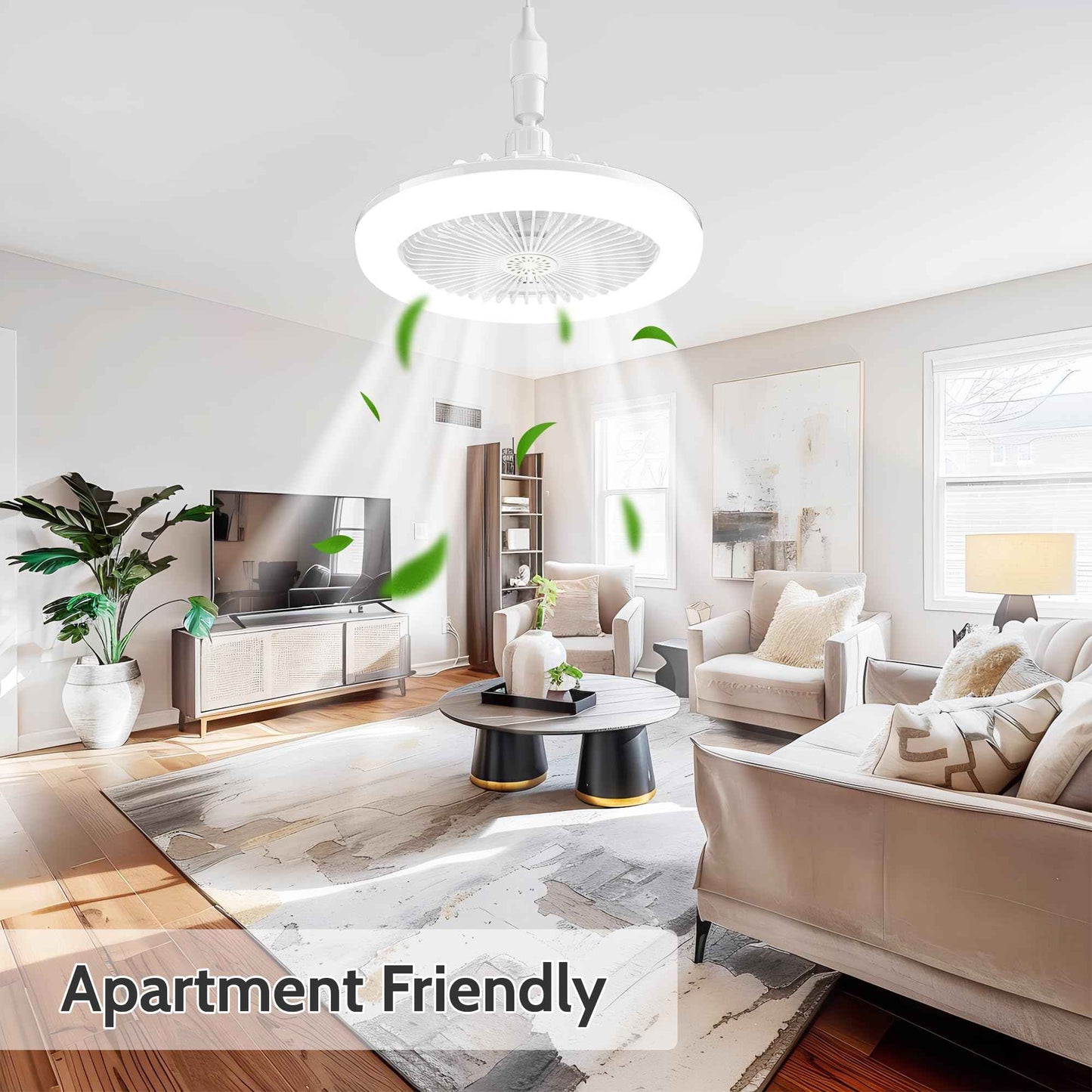 cambk Socket Ceiling Fan Light Screw in with 3 Color Temp, Low Profile Enclosed Dimmable Fanlight with Remote, 10 inch Small Adjustable White E27 LED Ceiling Lights for Bathroom/Bedroom/Garage