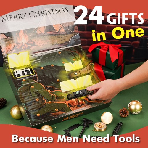 VEITORLD Gifts for Him Men Husband Dad Valentines Day - Survival Gear and Equipment 12 in 1, Survival Kits - Cool Fishing Hunting Camping Anniversary Birthday Gift for Man Teen Boy Boyfriend Women