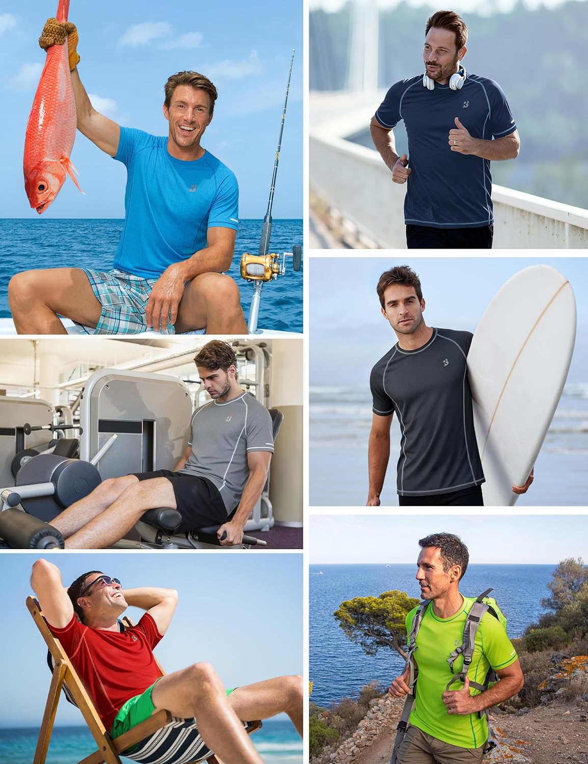 Roadbox Men's Swim Shirt - UPF 50+ Quick Dry Rash Guard for Beach & Surfing | UV Sun Protection