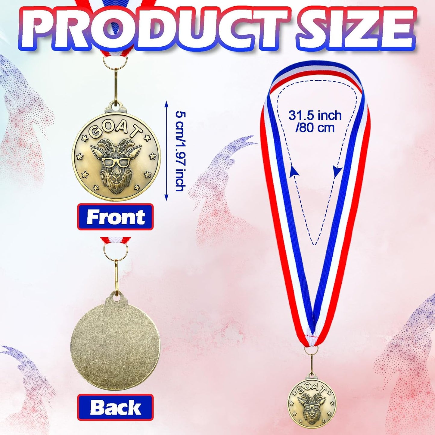 Remuuly Goat Medals - 30-60 Pcs MVP Awards with Neck Ribbon | Gold Champion Trophies for Sports Events