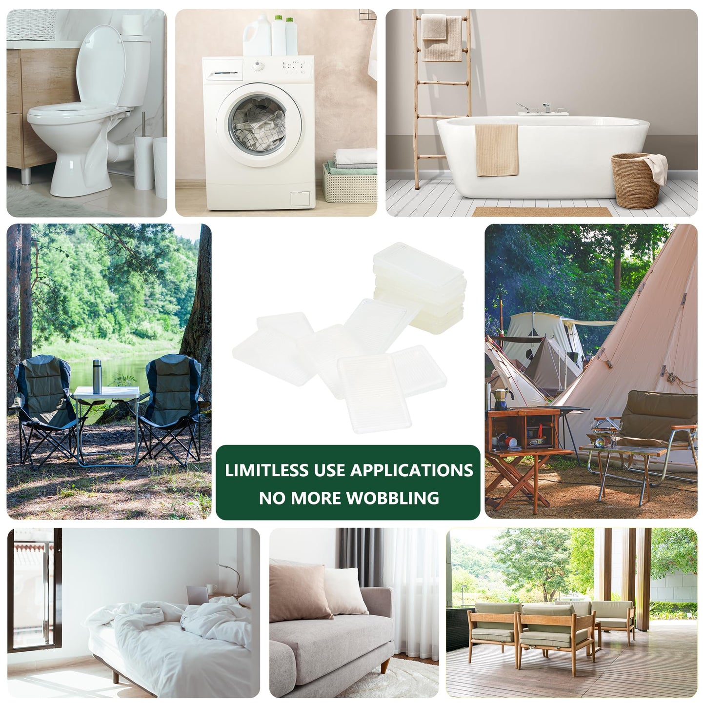 Furniture Levelers, Flexible Plastic Shims Furniture Leveling Wedge Shims Anti-Wobble Pad for Chair Table Couch Bed Toilet for Home Improvement (Clear, 20 Pack)