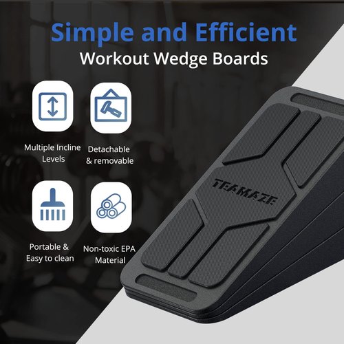 Teamaze Slant Board for Calf Stretching, 6 Packs Adjustable Angles Non-Slip Rubber Slant Board,Squat Wedge Stretcher Equipment for Physical Therapy Home Exercise,Calf Stretch Wedge Improve Lower Leg