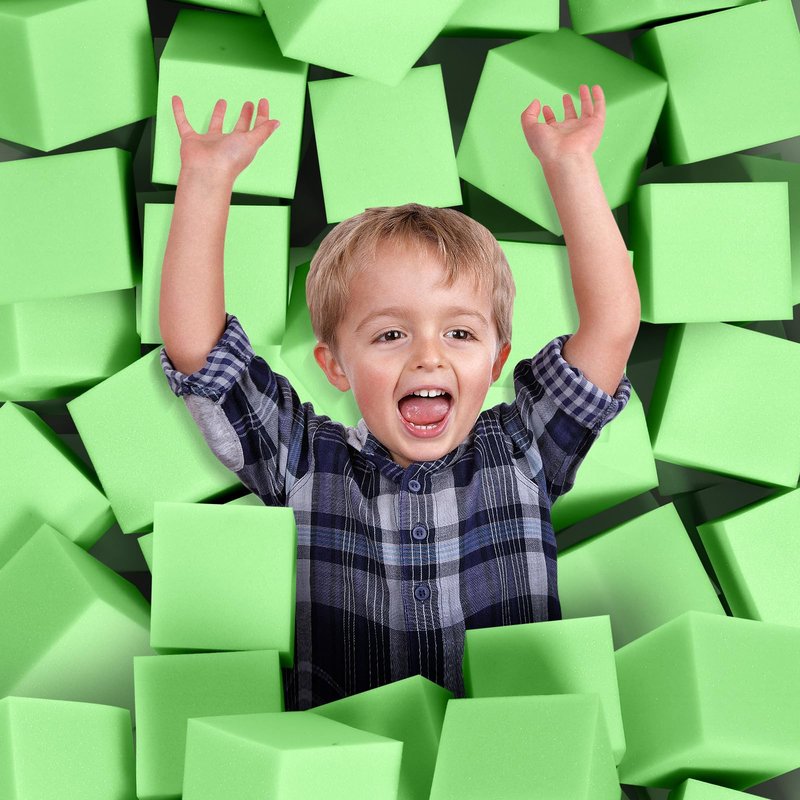 TAYUQEE Foam Pit Cubes, 24 PCS 5 Inches Gymnastics Foam Blocks Trampoline Blocks, Multi-Sport Protective Padding for Freerunning, Trampoline, Parkour, Skate Parks & BMX - Green