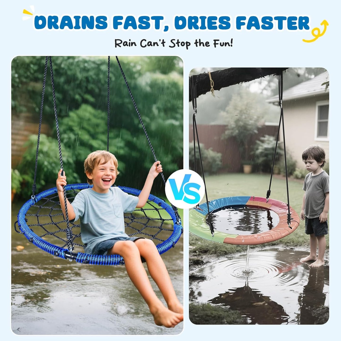 Trekassy 40" Spider Web Saucer Tree Swing - 750lbs Capacity for Kids & Adults | Durable Blue Steel Frame