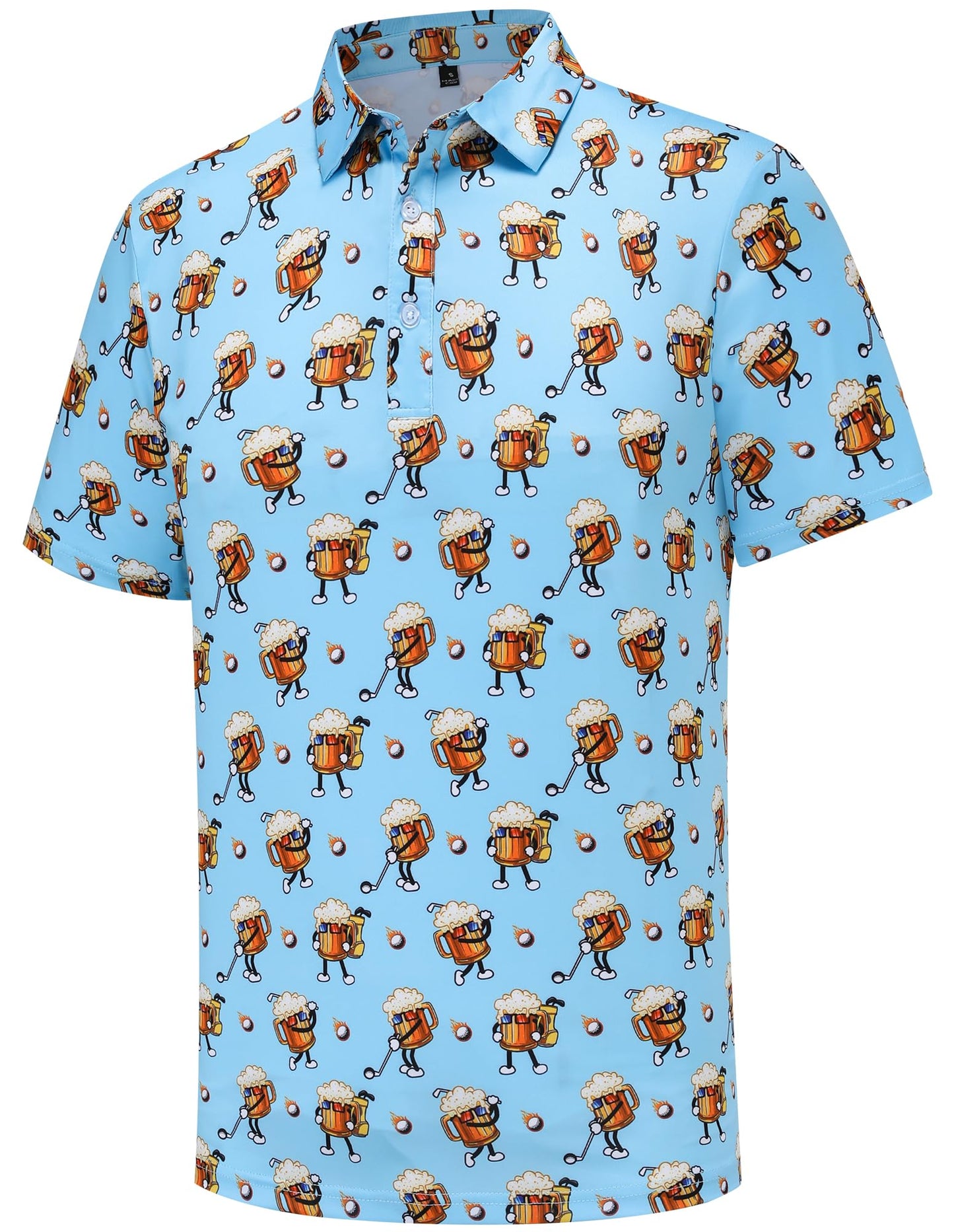 Mens Golf Polo Shirts Short Sleeve Dry Fit Print Performance Moisture Wicking Casual Funny Golf Polo Shirts for Men