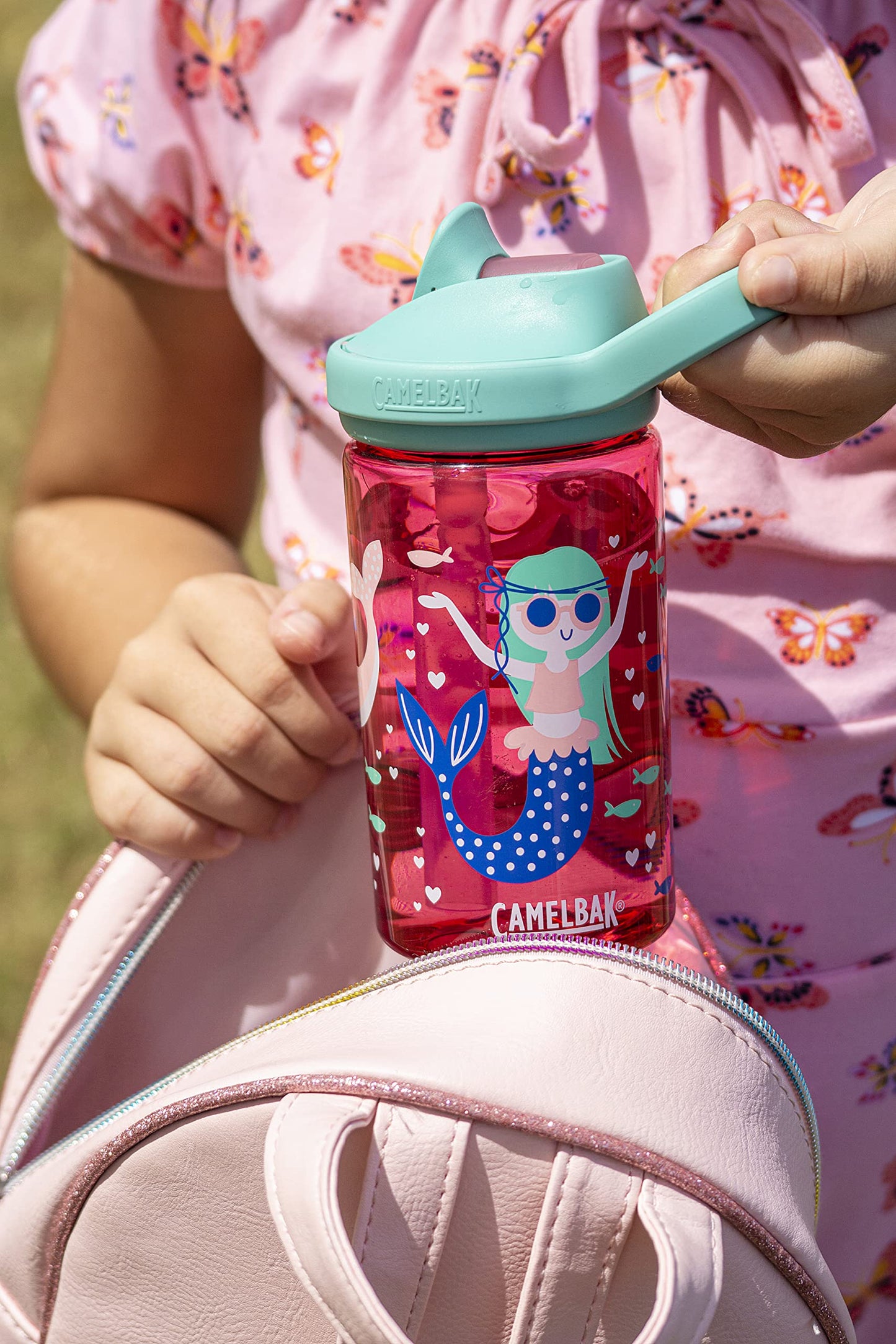 CamelBak Eddy+ Kids Water Bottle with Bite Valve Straw, Leak Resistant Easy Sip Design for Everyday Hydration, 14oz, Mermaids & Narwhals