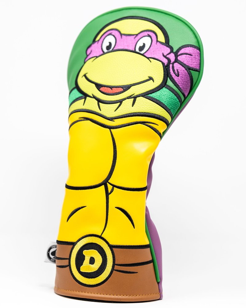 Pins & Aces TMNT Driver Head Cover - Premium, Hand-Made Leather Headcover - Teenage Mutant Ninja Turtle Heads, Tour Quality Golf Club Cover - Style and Customize You Golf Bag (Michelangelo)