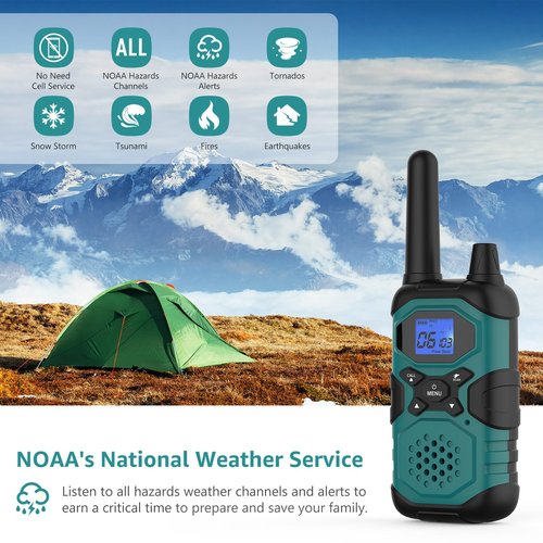Topsung Walkie Talkies for Adults Long Range Rechargeable 6 Pack, Multi-purpose FRS 2 Way Radios with NOAA USB Chargers 4500mAh Battery for Family Seniors Care Garage Work Camping Hiking Skiing Cruise