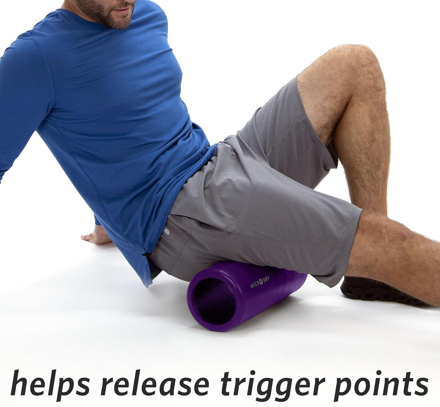 MICRODRY Deluxe Foam Back Roller - Muscle Relief & Deep Tissue Massage - 13x5.3, Purple