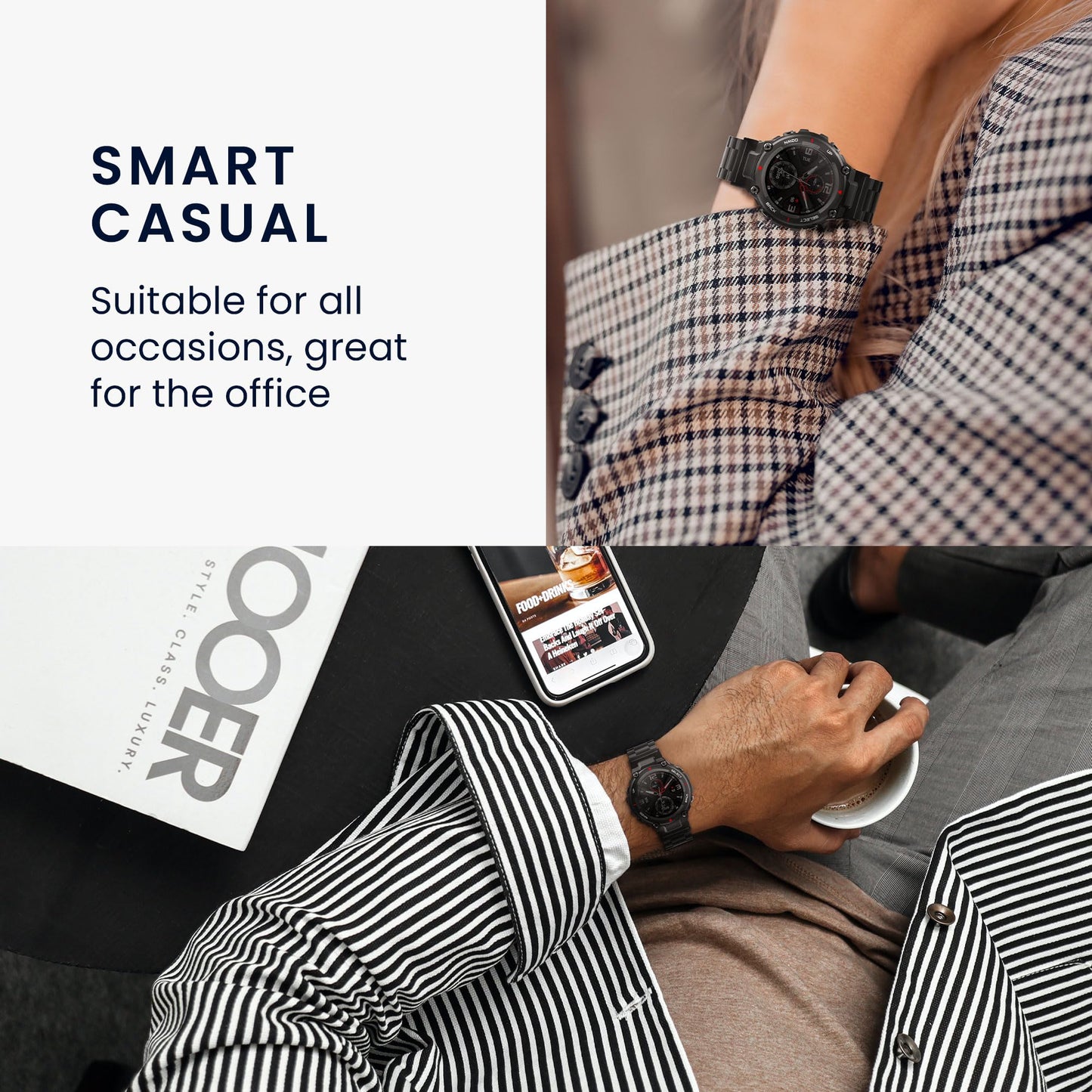 kwmobile Replacement Strap Compatible with Xiaomi Smart Band 8 Pro/Band 9 Pro/Redmi Watch 5 / Redmi Watch 4 Strap - 5.5-8.7 inches (14-22 cm) Stainless Steel Straps - Black