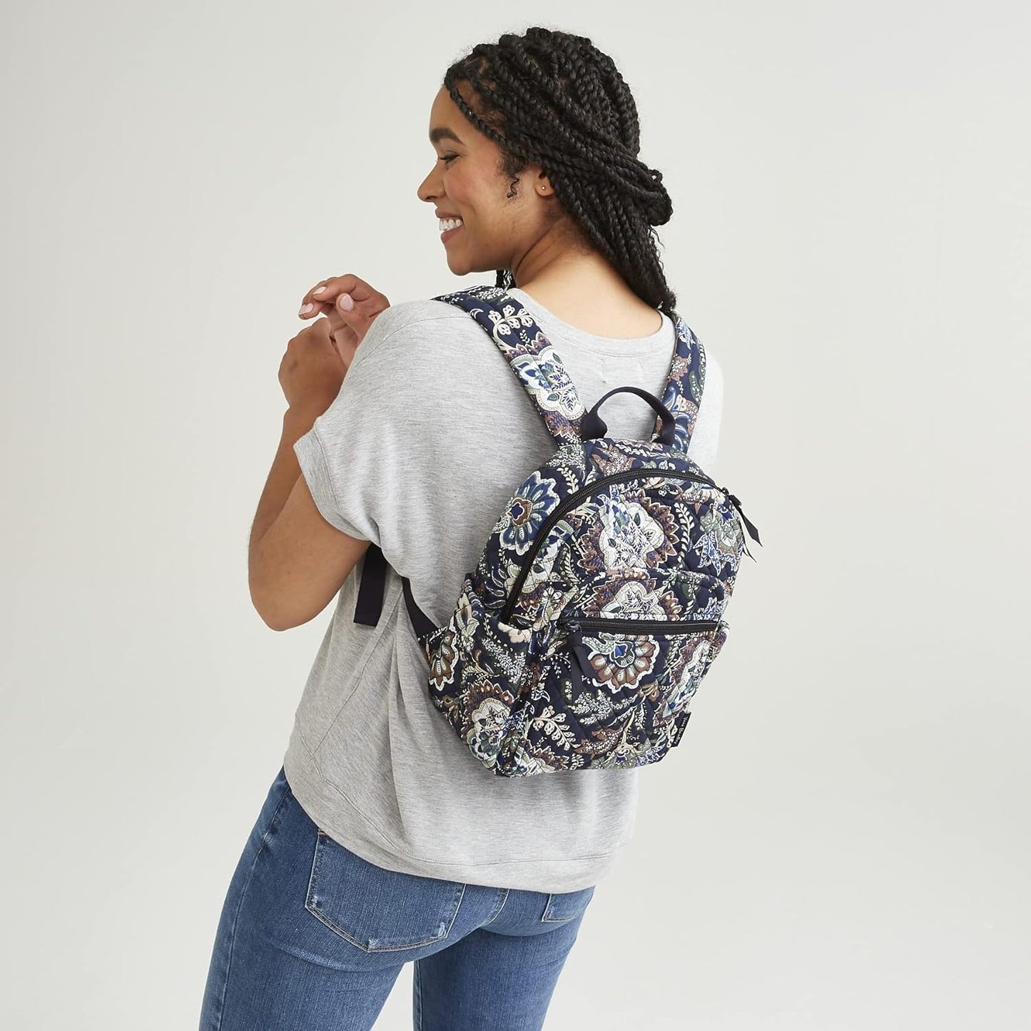 Vera Bradley Women's Cotton Small Backpack - True Navy | Stylish & Functional Design