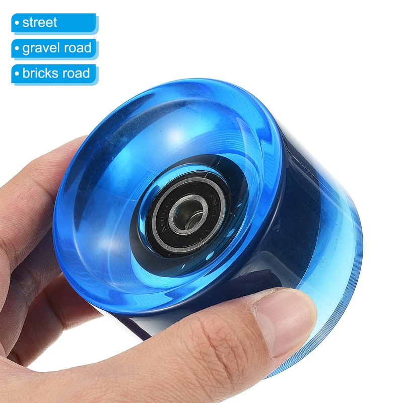 PATIKIL 70mm 78A Longboard Wheels with Black ABEC-9 Bearings, 4 Pack Soft Cruiser Wheels Street Wheels for Skateboards Skateboard Wheel PU, Clear Blue