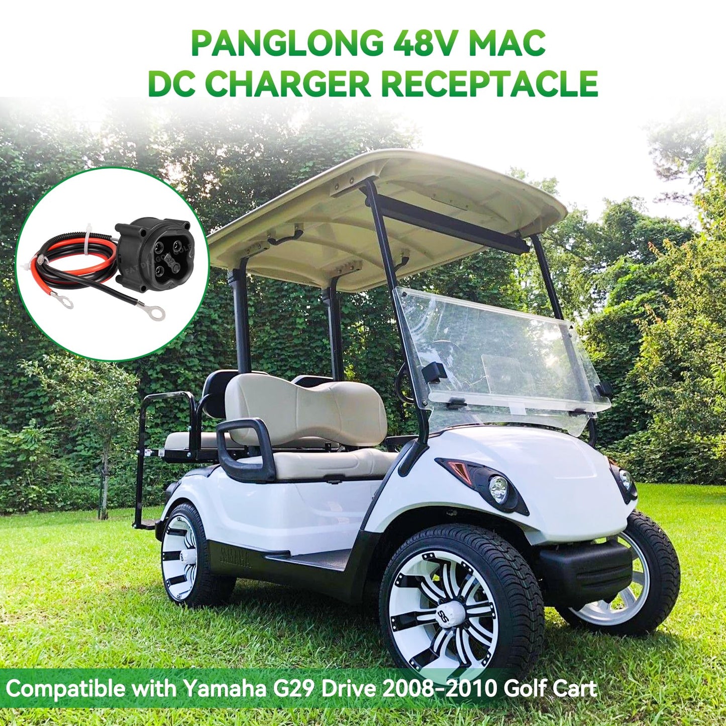 Panglong Golf Cart 48V MAC DC Charger-Plug Powerwise Receptacle fits Yamaha Golf Cart Charger Plug, Suitable for Yamaha G29 Drive 2008-2010 Golf Cart, OEM# JW2-H6181-02-00, JW2-H6181-01-00