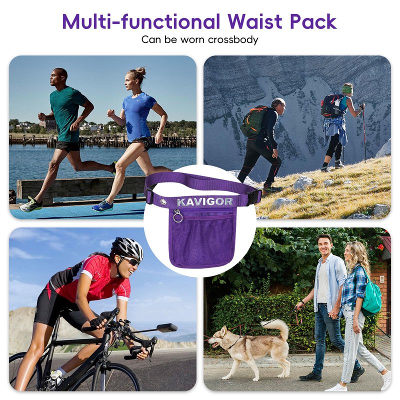 KAVIGOR Pickleball & Tennis Ball Holder Waist Pouch Holds 3-4 Balls, Multi-Functional Sports Belt Bag with Zipper Pocket and Carabiner