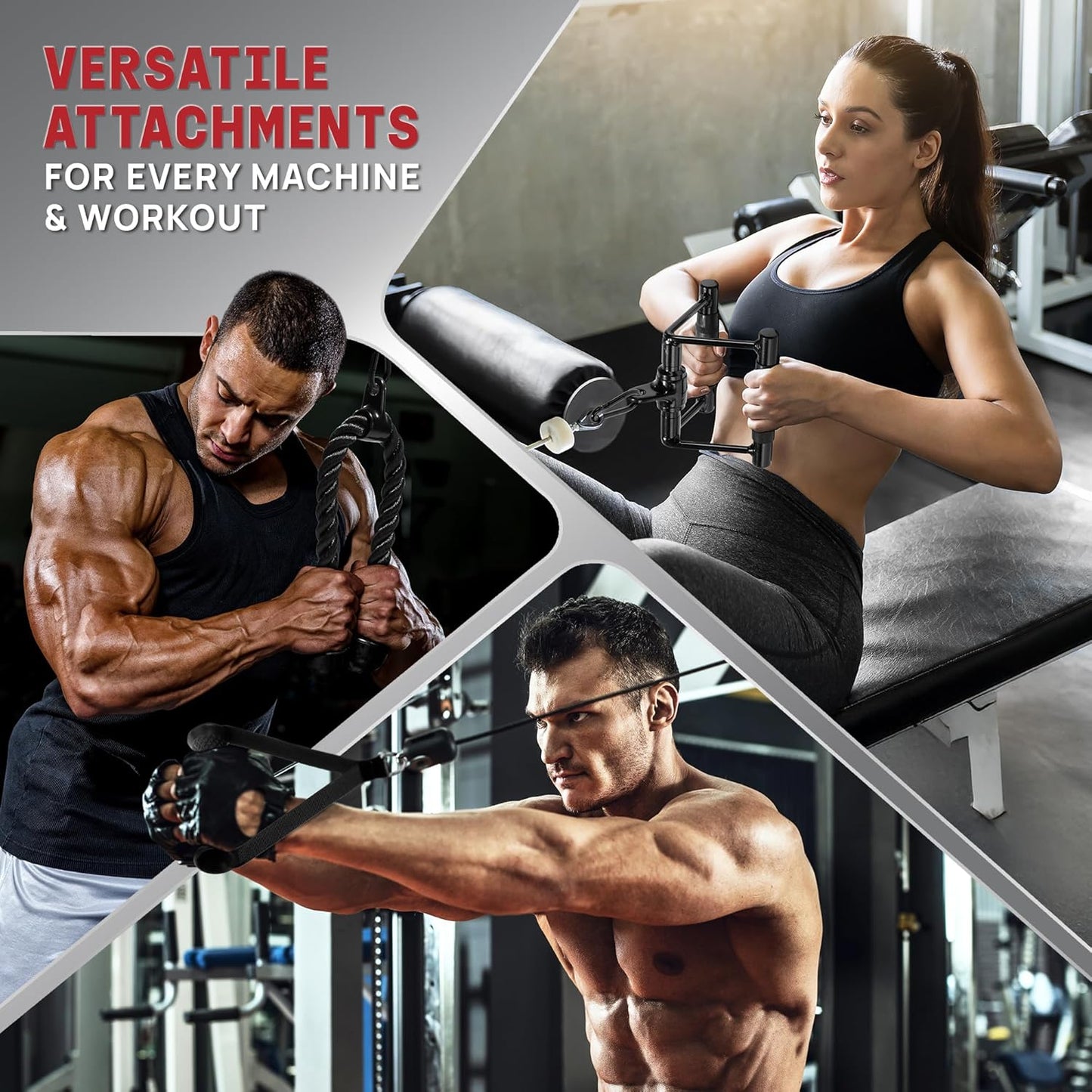 Yes4All Cable Machine Attachment - Versatile Row Handles & Tricep Rope | Supports 880 LB for Home Gym