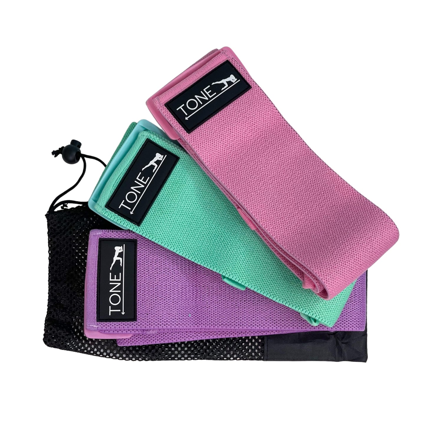 Generic Adjustable Fabric Resistance Bands Set, Non Slip Resistance Bands for Enhanced Toning, One Size Fits All Workout Booty Bands for Women (Aqua, Pink, Black)