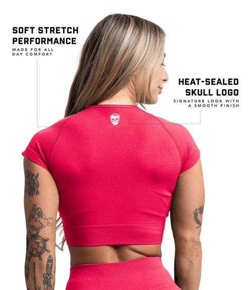 Gymreapers Short Sleeve Workout Tops for Women - Crop Tops for Women Tee - Yoga Athletic Tops for Running, Gym, & Training (Medium, Miami)