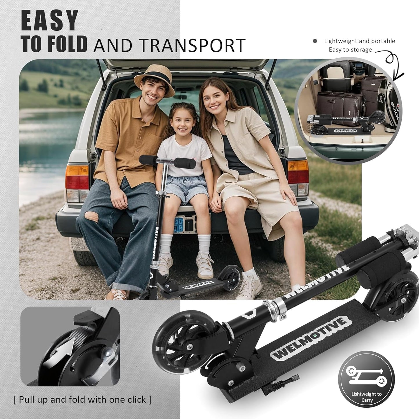 Skiennix Kick Scooter - Lightweight & Foldable Aluminum Frame | Adjustable Handlebars & Flashing Wheels for Kids 3+