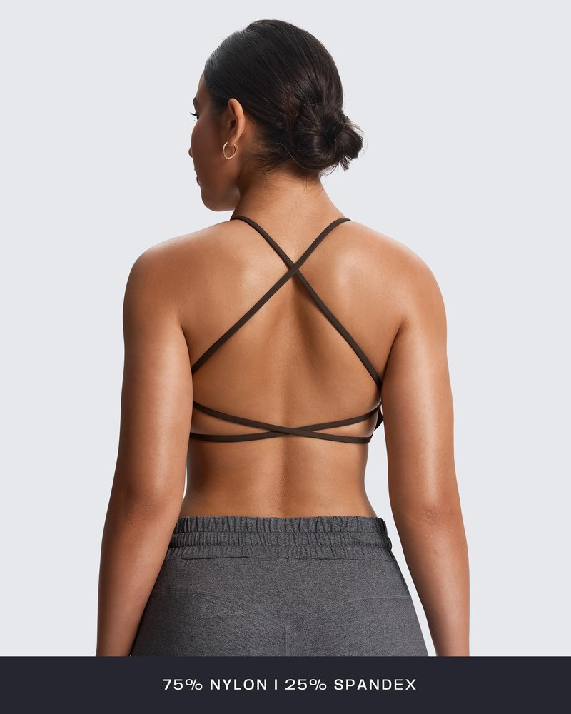 Aoxjox Women's Workout Sports Bras Fitness Trinity Ivy Low Impact Bra Yoga Crop Tank (Mulch, Small)