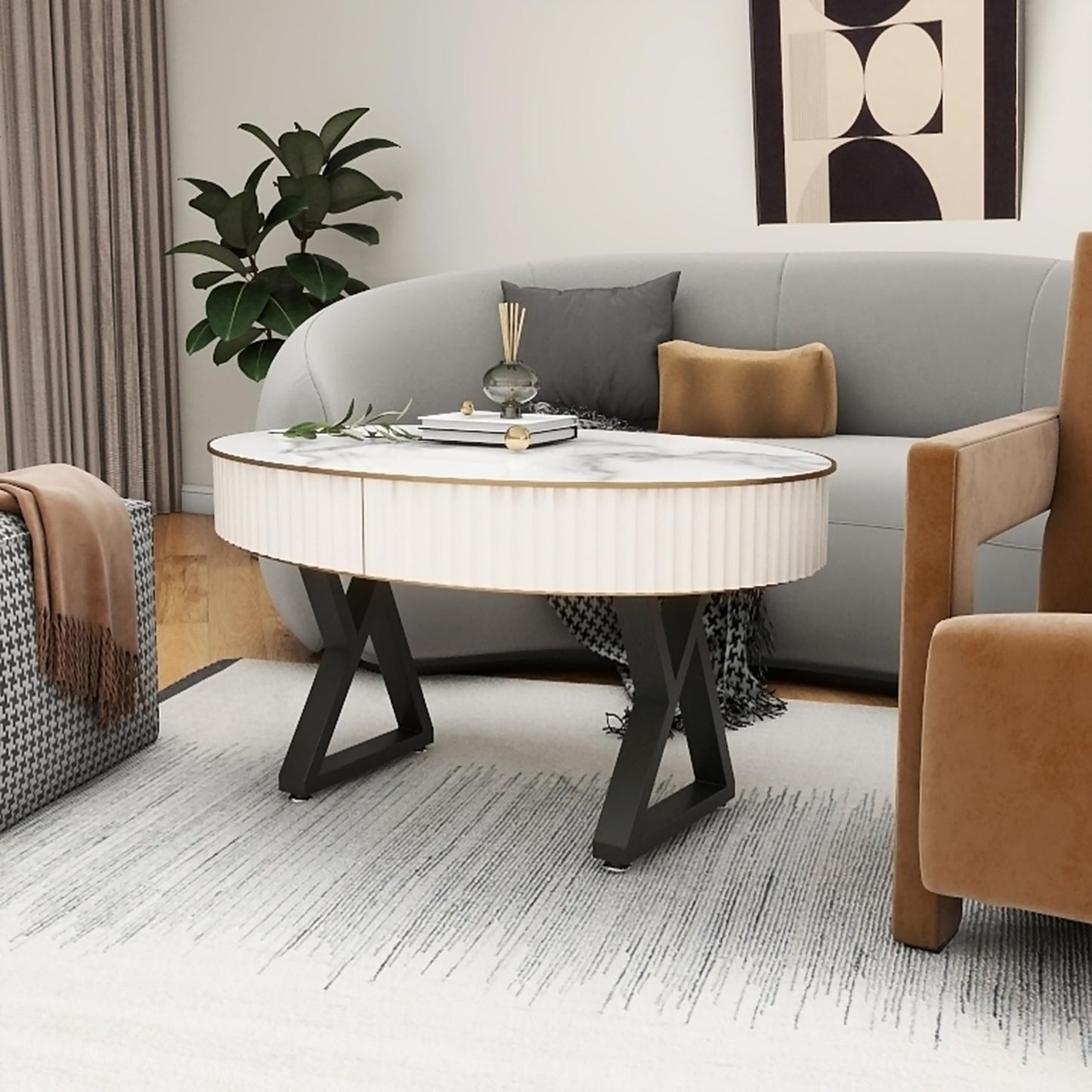 Rioychan 24 Inch Metal Table Desk Legs, Industrial Style Home DIY Project for Furniture,Nightstand,Coffee/End/Side Table Legs with Adjustable Floor Protector, Black (H24” x W14.2”, 2Pcs)