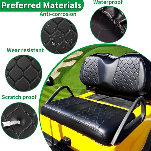 GOANYERE Golf Cart Seat Covers Kit for Club Car Precedent, OEM Ordinary Seat Cushion, Golf Cart Portable Vinyl Seat Cover (Black Golf Cart Precedent Seat Cover)