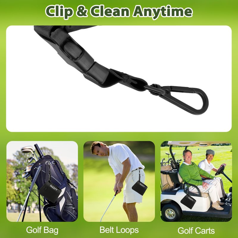 MOSTY Golf Club & Ball Cleaner Bag,Durable Golf Club Cleaning Kit and Ball Washer Pouch,Club Cleaner for Golf Bag, Golf Gifts for Men Women Golfers Him Unique, Essential Golf Accessories