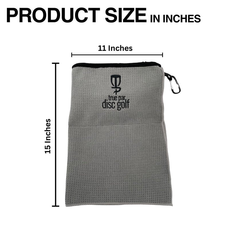 True Par Disc Golf Disc Golf Towel & Cleaning Tool Combo | Microfiber & Terry Cloth Disc Golf Accessory | Grey
