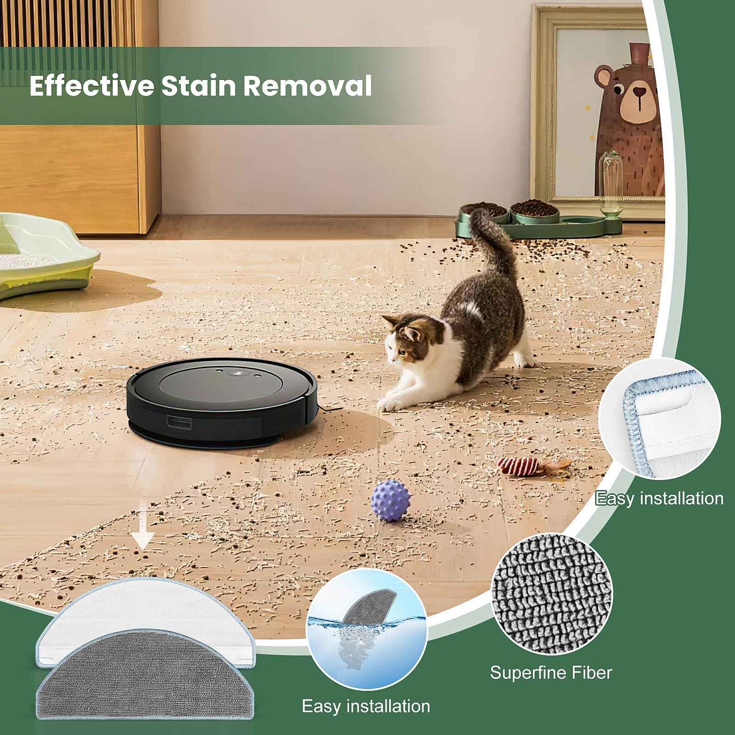 19 Pack Replacement Parts Compatible with iRobot Roomba Essential Y0110/Y0140/Q0120/Q011/Q052/Roomba 104/105 Robot Vacuum, 2 Roller Brush, 6 Filters, 6 Side Brushes, 4 Mop Pads, 1 Cleaning Brush