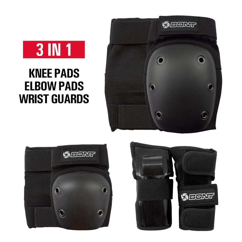 Bont Junior / Kids Skate Pads Protection Set for Inline Skate, Roller Skate, Ice Skate, Skateboard, Elbow Knee Wrist Protective Set in Black Pink and Teal (Pink/Teal, Medium)