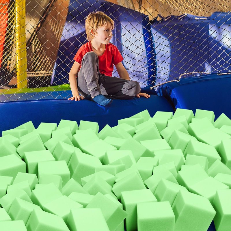 TAYUQEE Foam Pit Cubes, 24 PCS 5 Inches Gymnastics Foam Blocks Trampoline Blocks, Multi-Sport Protective Padding for Freerunning, Trampoline, Parkour, Skate Parks & BMX - Green