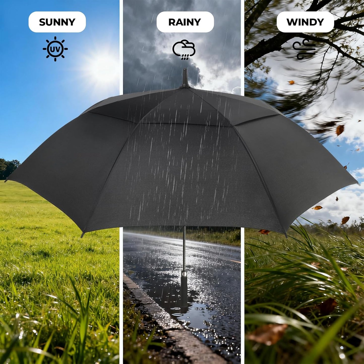 ZDSSM Automatic Open Golf Umbrella - Extra Large 54/62/68/72 Inch Windproof & Waterproof Double Canopy