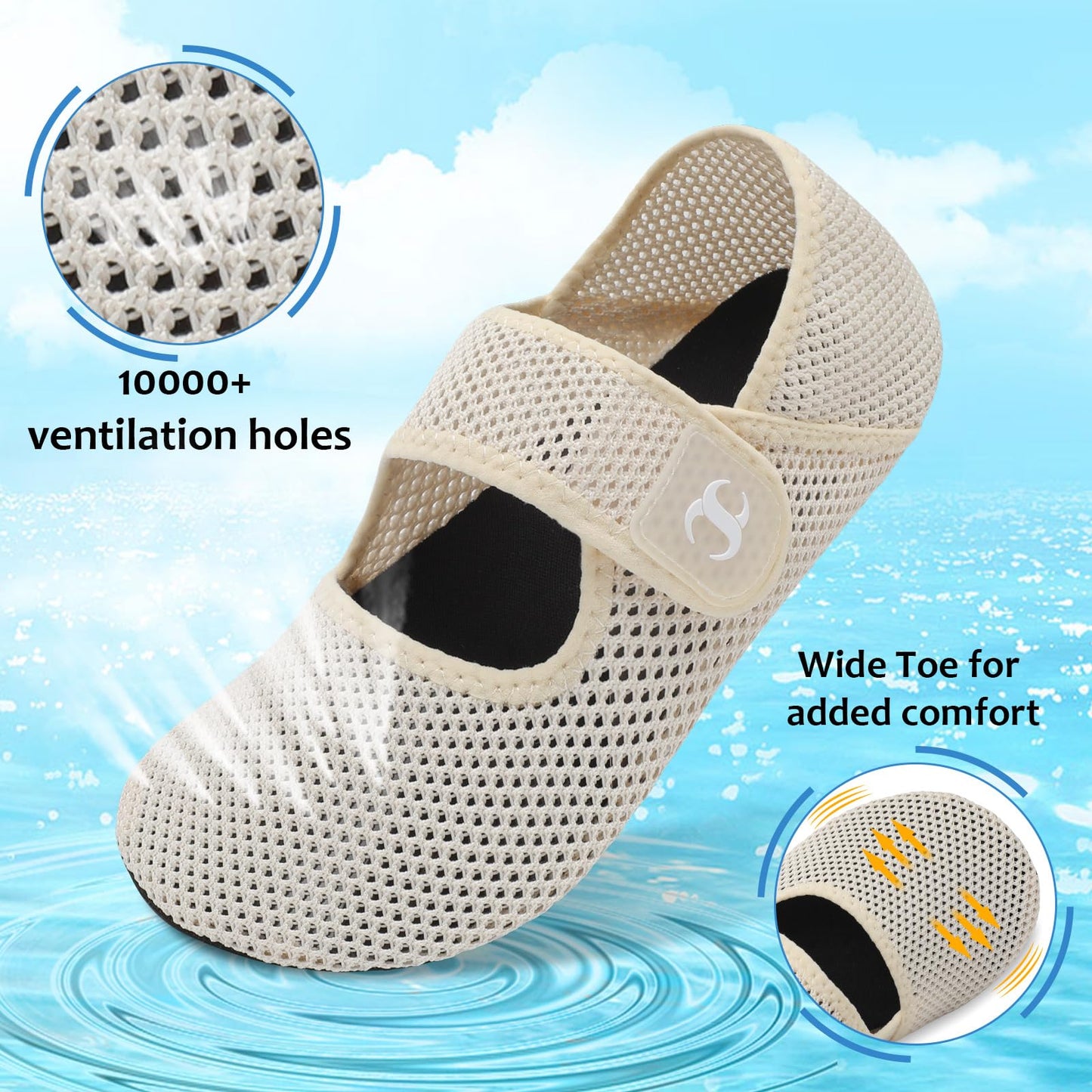 Swim Shoes Women Summer Beach Water Aerobics Shoes Ladies Aqua Sand Socks Youth Kayaking Surfing Diving Boating Fishing Shoes Mesh Sandals Size