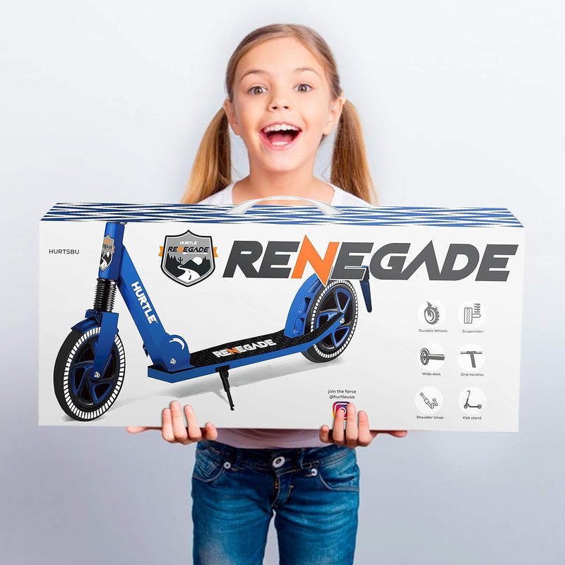 Lightweight and Foldable Kick Scooter - Adjustable Scooter for Teens and Adult, Alloy Deck with High Impact Wheels (Blue)