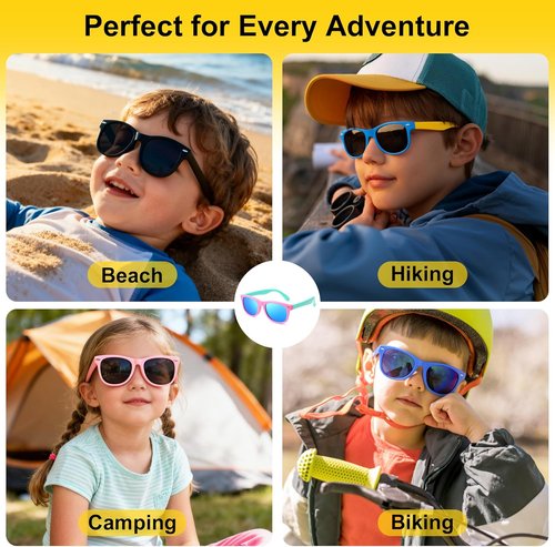 AZorb Kids Polarized Sunglasses - Flexible TPEE Rubber Frame for Ages 3-8 | 100% UV Protection