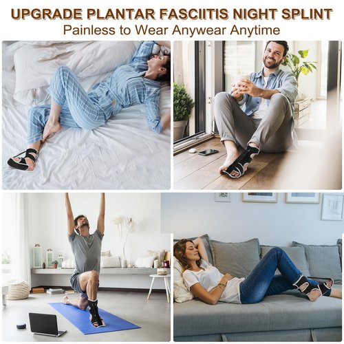 SNUSIM Plantar Fasciitis Night Splint - Upgraded Plantar Fasciitis Relief Braces For Women Men Day Night - Ankle Brace Arch Support Achilles Tendonitis Relief Foot Drop Heel Pain Relief - Breathable