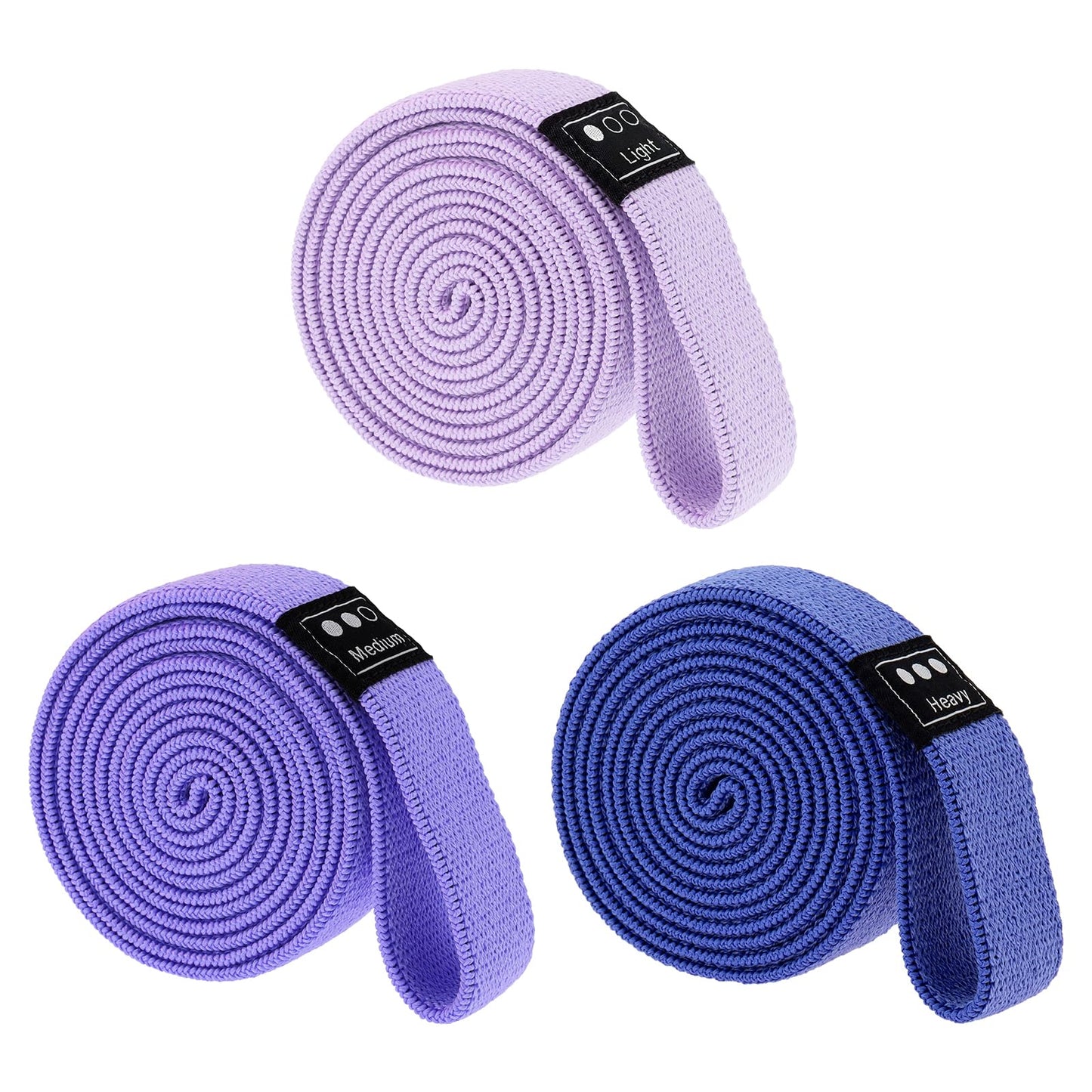 Tobefore Fabric Resistance Bands - 3-Pack Set, Long Cloth Exercise Bands for Home Workout Strength Training, Yoga & Pilates | with Storage Bag（Light Pink, Light Purple, Dark Purple）