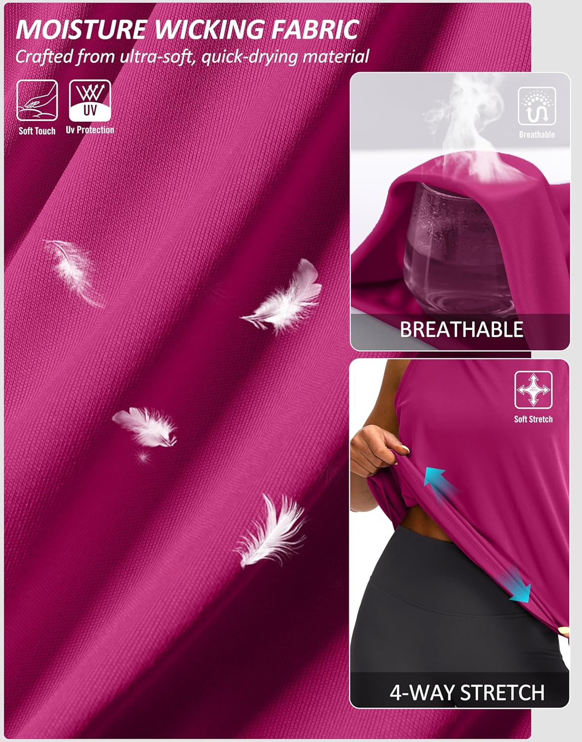 SANTINY Sleeveless Workout Tops - Breathable Lightweight Athletic Tank for Running & Yoga