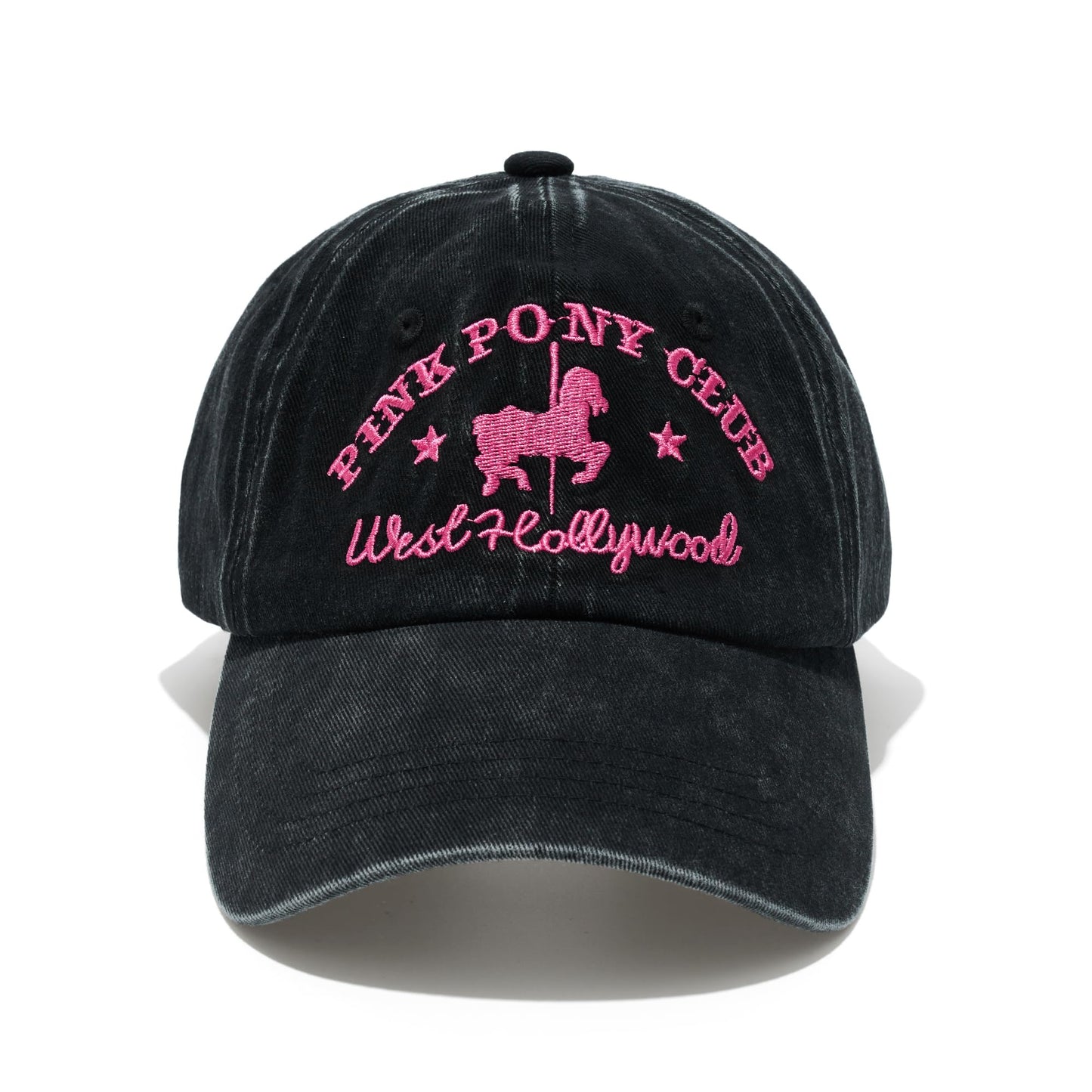 Pink Pony Club Embroidered Trucker Hat Women Baseball Cap Adjustable Cotton dad hat. (US, Numeric, 7 3/8, Black)