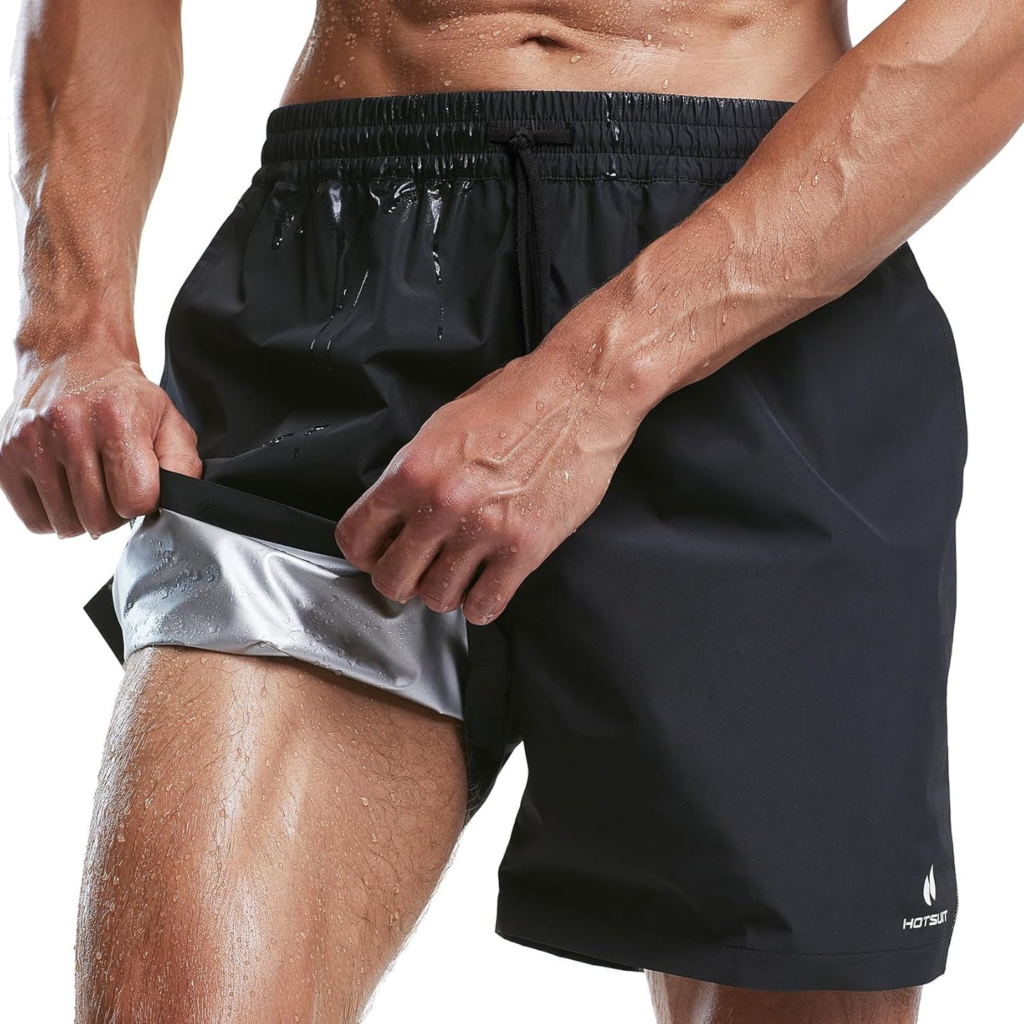 HOTSUIT Mens Sauna Shorts Sweat Sauna Pants Gym Exercise Sweat Sauna Suit Workout Shorts, Black, X-Large