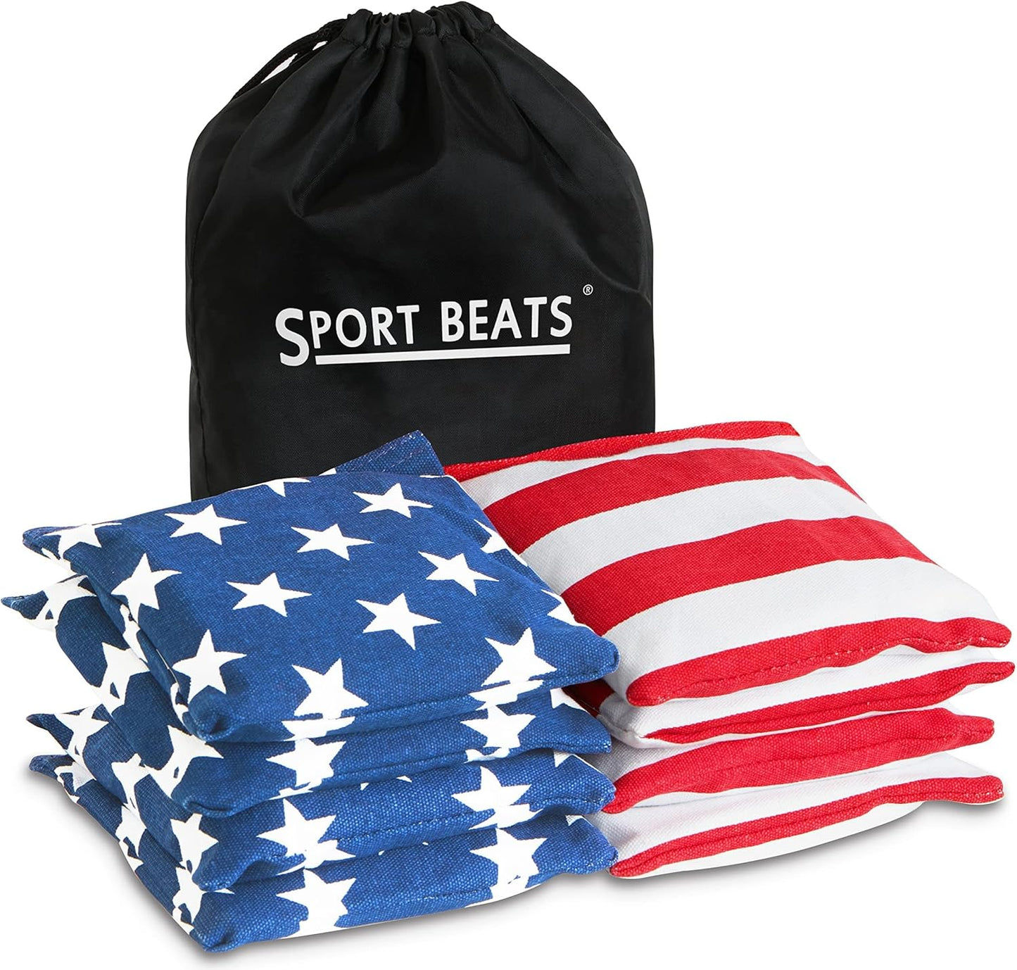 Sport Beats Cornhole Bags - Set of 8 Regulation Weight & Size with Convenient Carry Case