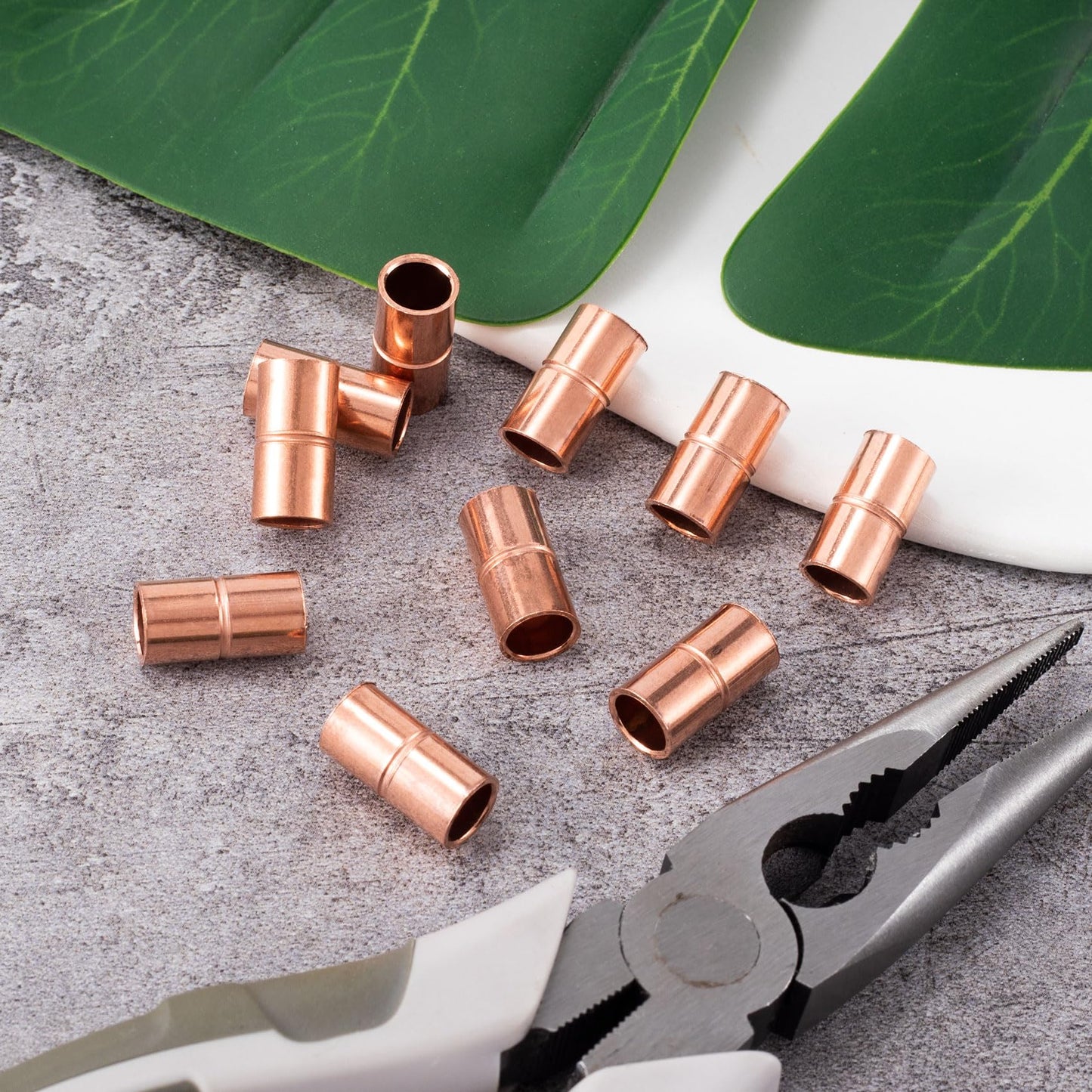 HINZIC 10Pcs Straight Copper Coupling Fittings, 1/4" ID Welding Joint for HVAC Air Conditioner, Solder Connection Connector End Repair Coupler with Rolled Tube Stop Sweat Ends